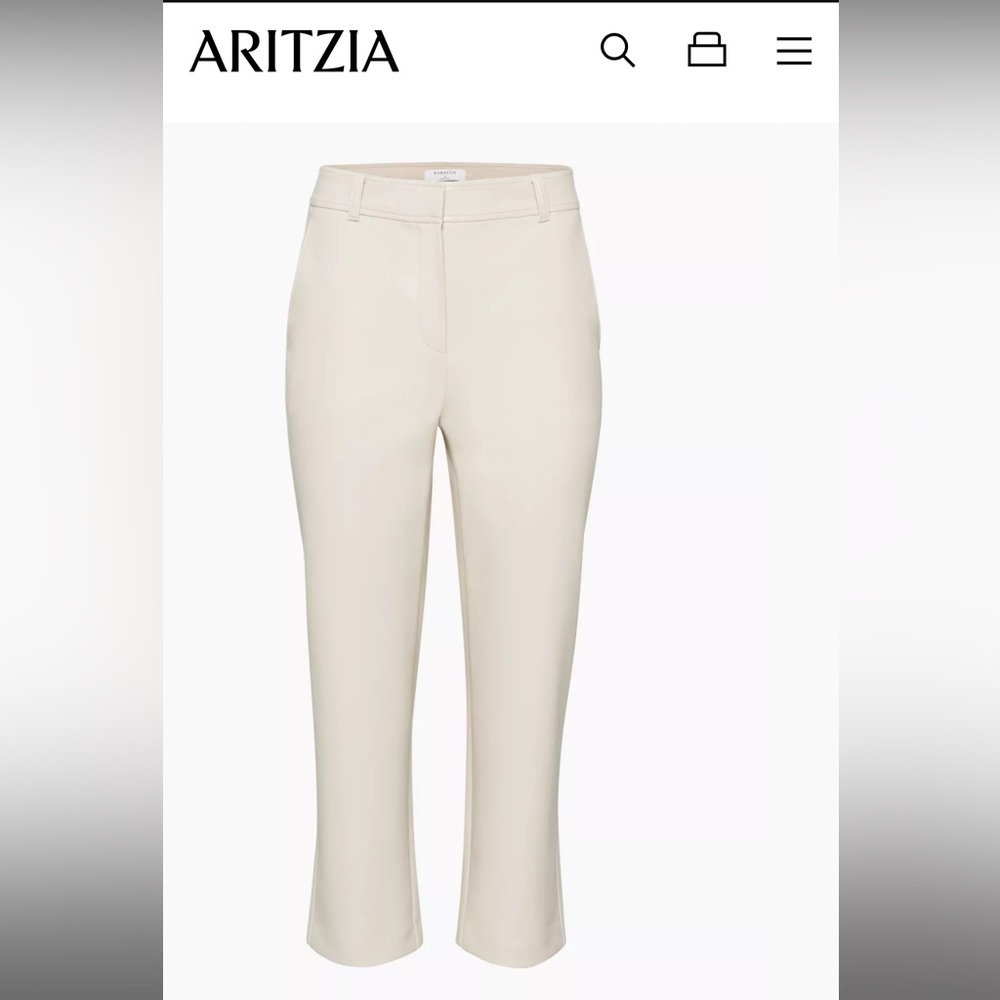Aritzia Babaton Cropped Command Pants in Matte Pearl